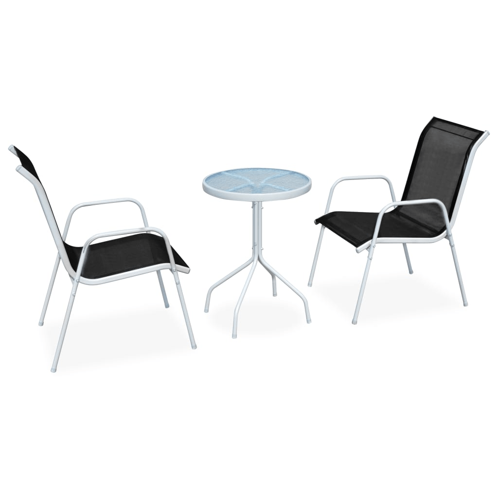 vidaXL 3 Piece Bistro Set Steel Black Lucy And Phil Academy Lucy And Phil Academy