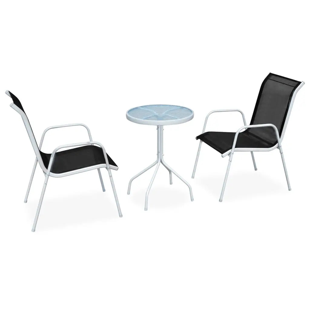 vidaXL 3 Piece Bistro Set Steel Black Lucy And Phil Academy Lucy And Phil Academy