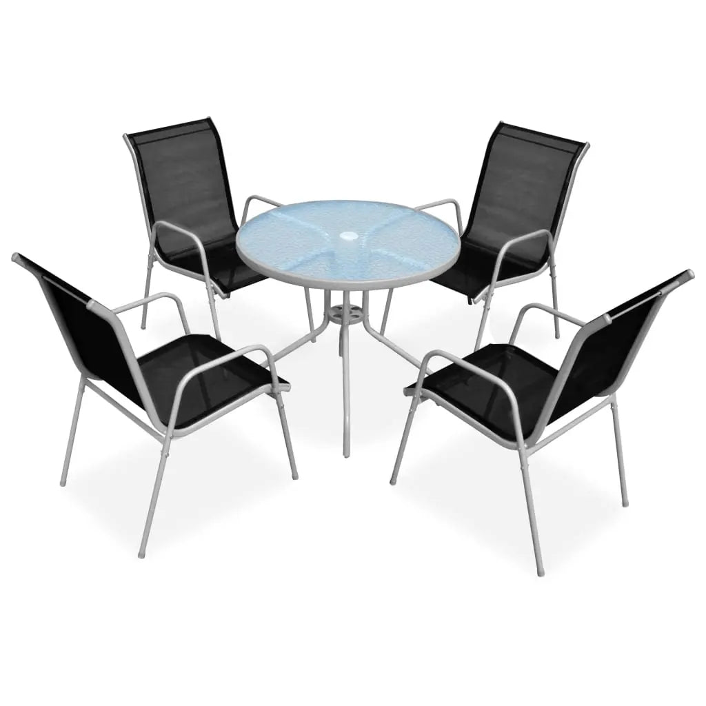 vidaXL 5 Piece Outdoor Dining Set Steel Black Lucy And Phil Academy Lucy And Phil Academy