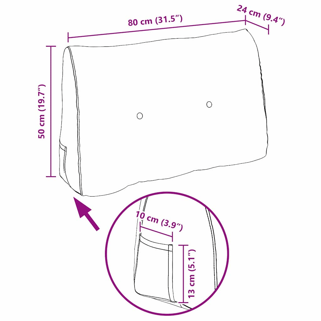 vidaXL Back Pillow Cream 80 x 24 x 50 cm Velvet Lucy And Phil Academy Lucy And Phil Academy