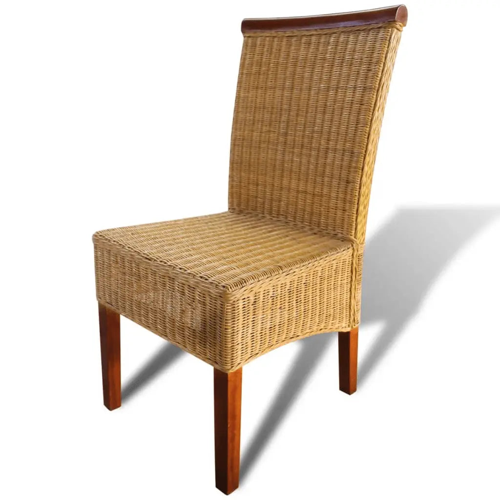vidaXL Dining Chairs 2 pcs Brown Natural Rattan Lucy And Phil Academy Lucy And Phil Academy