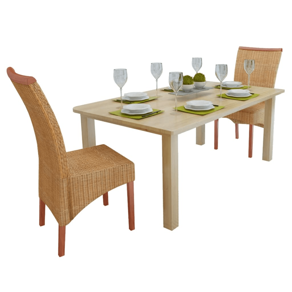 vidaXL Dining Chairs 2 pcs Brown Natural Rattan Lucy And Phil Academy Lucy And Phil Academy