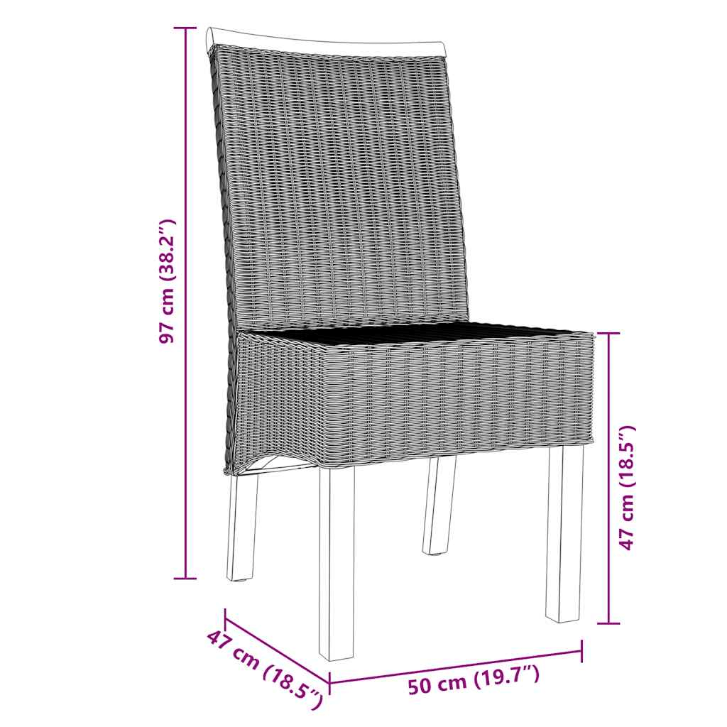 vidaXL Dining Chairs 2 pcs Brown Natural Rattan Lucy And Phil Academy Lucy And Phil Academy