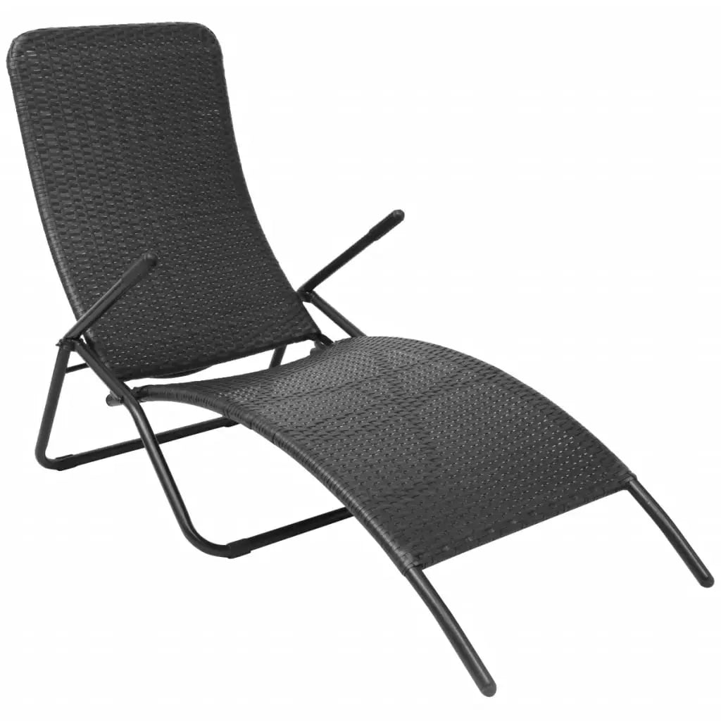 vidaXL Folding Sun Lounger Poly Rattan Black Lucy And Phil Academy Lucy And Phil Academy