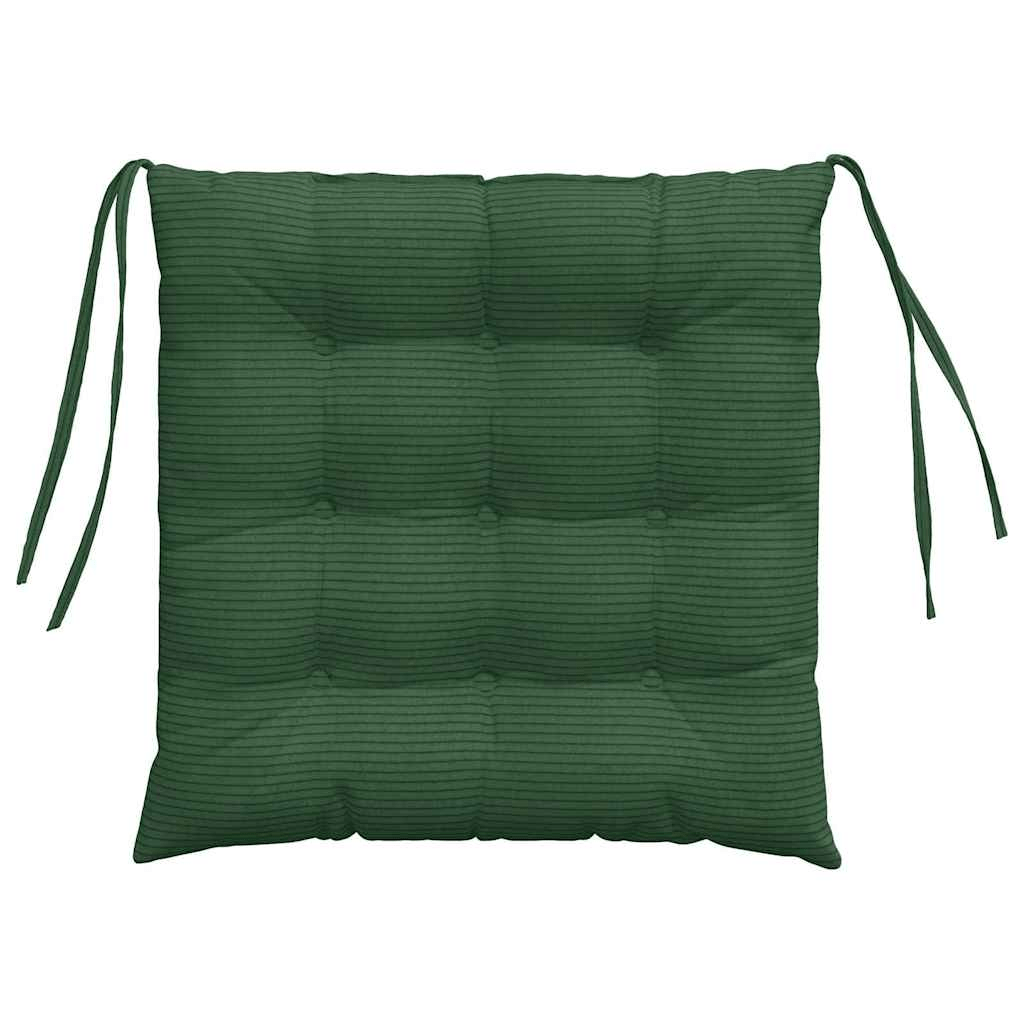vidaXL Seat Cushions 4 pcs Dark Green 40 x 40 x 6 cm Corduroy Fabric Lucy And Phil Academy Lucy And Phil Academy