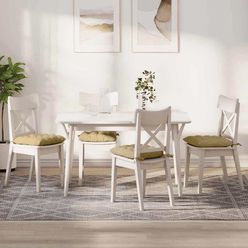 vidaXL Seat Cushions 4 pcs Grey Green 40 x 40 x 6 cm Corduroy Fabric Lucy And Phil Academy Lucy And Phil Academy