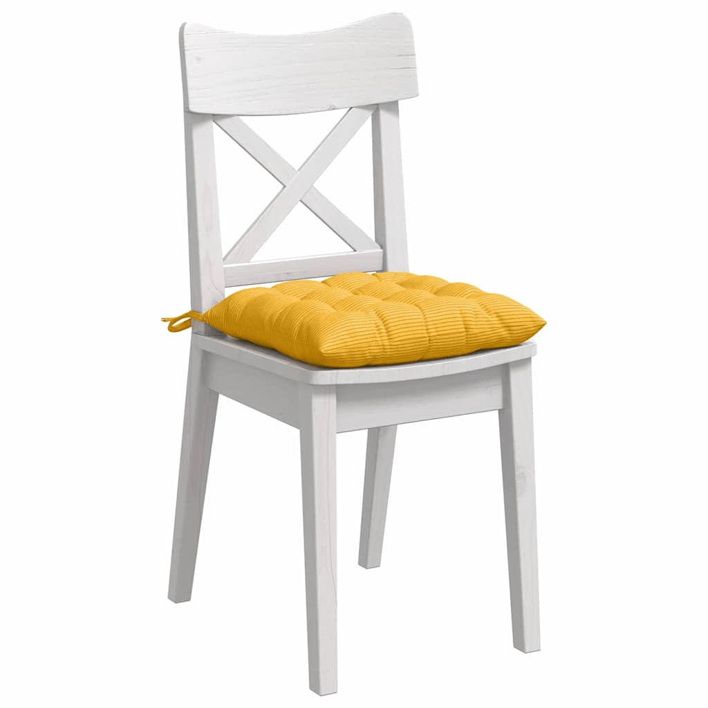 vidaXL Seat Cushions 4 pcs Light Yellow 40 x 40 x 6 cm Corduroy Fabric Lucy And Phil Academy Lucy And Phil Academy