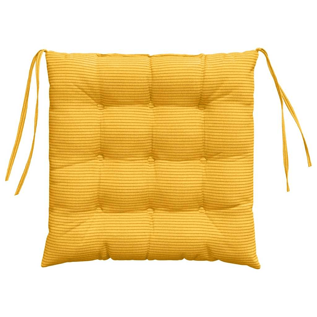 vidaXL Seat Cushions 4 pcs Light Yellow 40 x 40 x 6 cm Corduroy Fabric Lucy And Phil Academy Lucy And Phil Academy