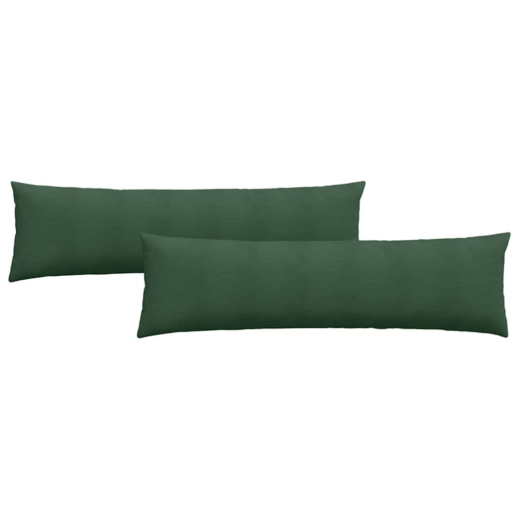 vidaXL Sofa Pillows 2 pcs Dark Green 145 x 40 cm Corduroy Fabric Lucy And Phil Academy Lucy And Phil Academy