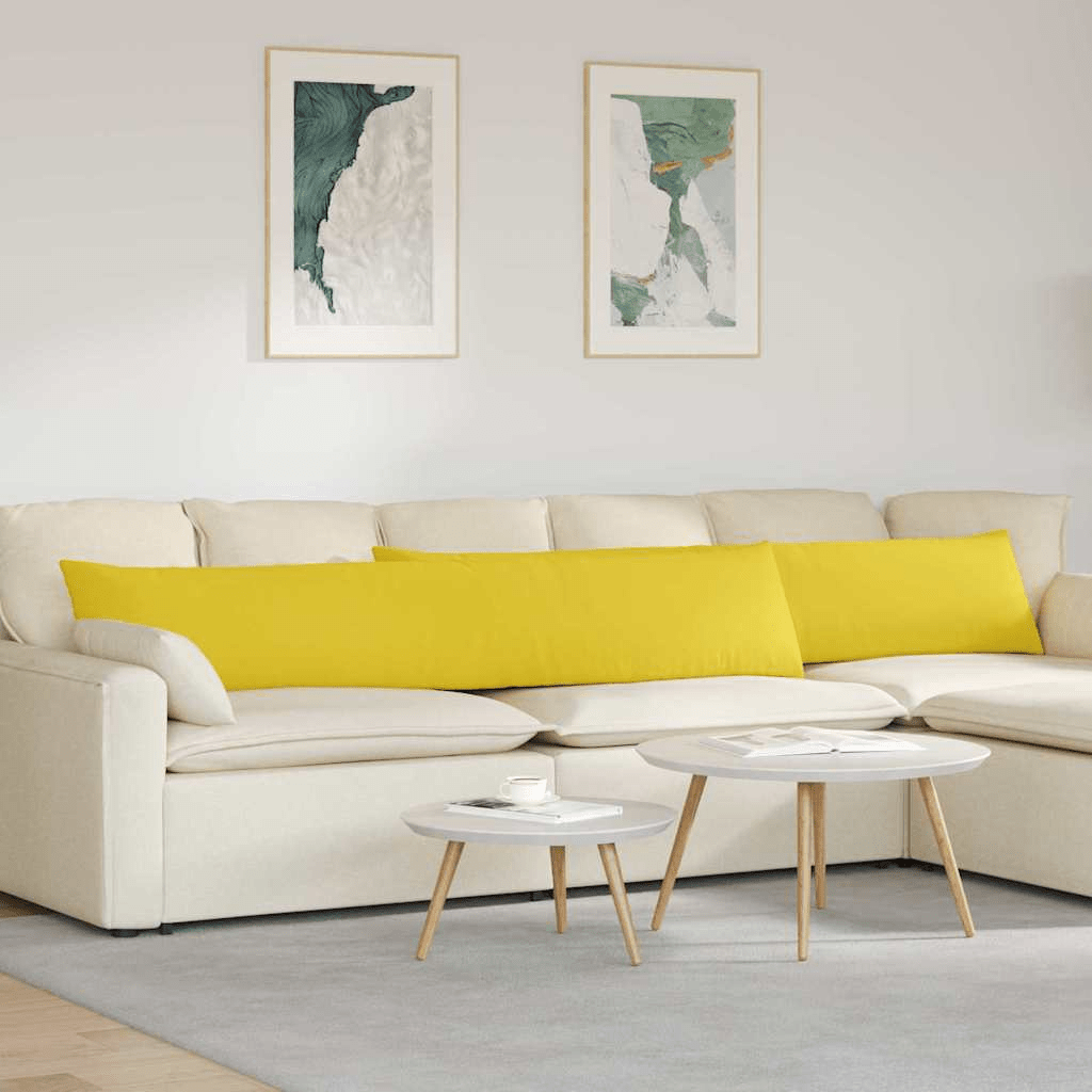 vidaXL Sofa Pillows 2 pcs Light Yellow 200 x 40 cm Fabric Lucy And Phil Academy Lucy And Phil Academy