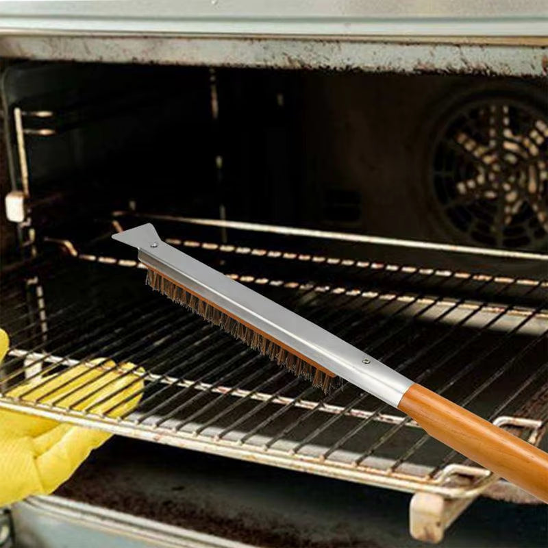 Oven Brush Household Barbecue Scraper High Heat Resistant Cleaning Brush with Scraper for Kitchen Grill Oven Baking