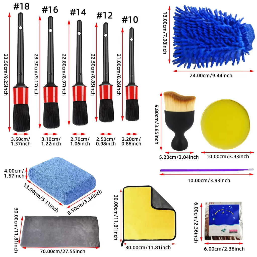 New Car Cleaning Kit Scrubber Drill Detailing Brush Set Air Conditioner Vents Towel Polisher Car Auto Detailing Tools 126PCS