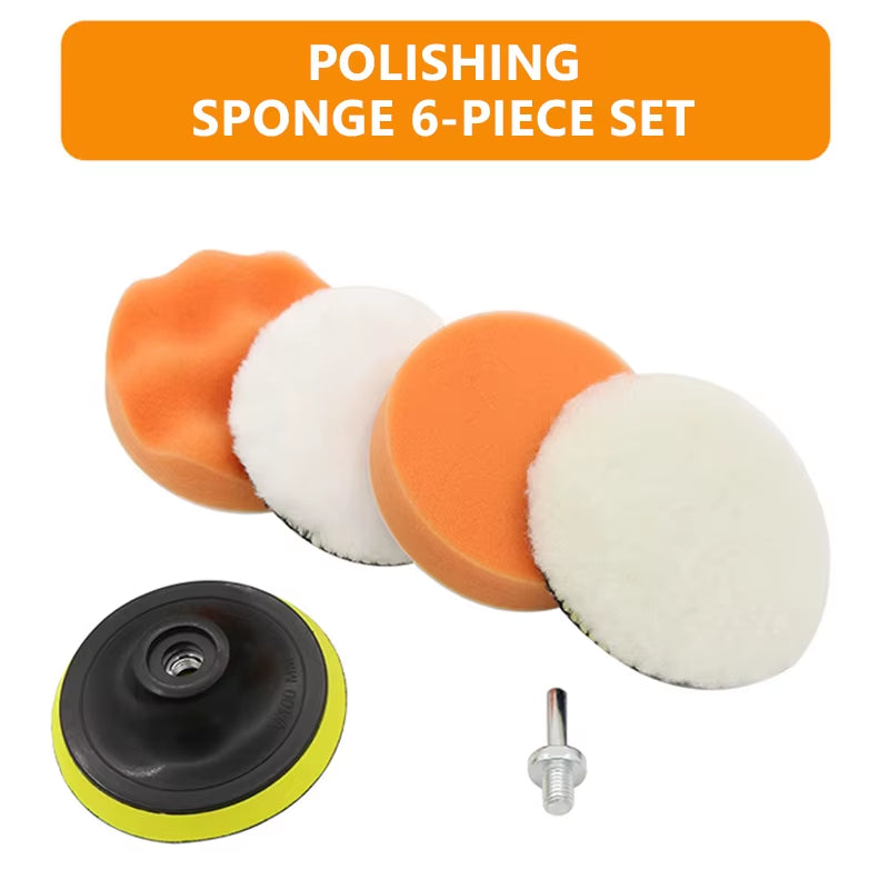 SEAMETAL 6Pcs Sponge Polishing Disc Car Polish Buffering Sponge Auto Detailing Waxing Car Polishing Kit with Drill Adapter