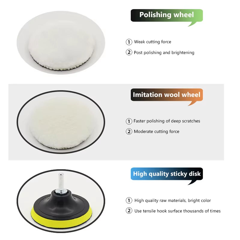 SEAMETAL 6Pcs Sponge Polishing Disc Car Polish Buffering Sponge Auto Detailing Waxing Car Polishing Kit with Drill Adapter