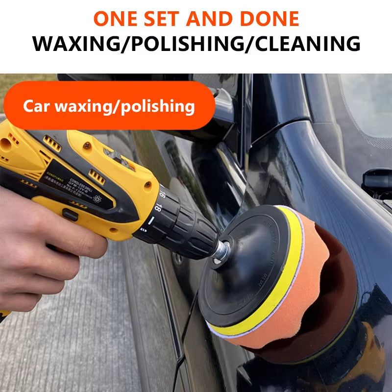 SEAMETAL 6Pcs Sponge Polishing Disc Car Polish Buffering Sponge Auto Detailing Waxing Car Polishing Kit with Drill Adapter