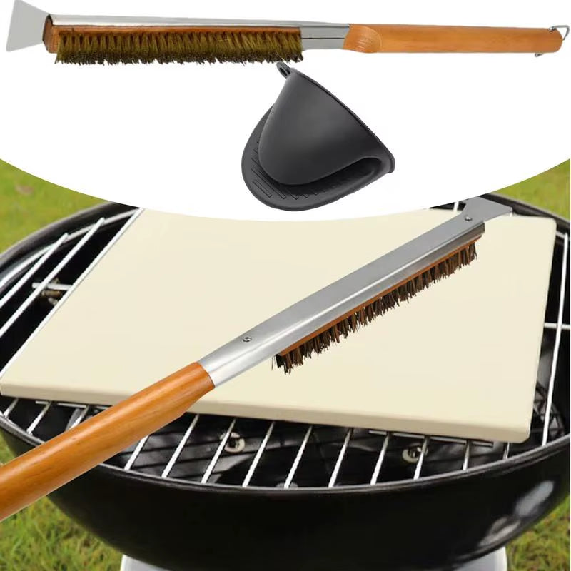 Oven Brush Household Barbecue Scraper High Heat Resistant Cleaning Brush with Scraper for Kitchen Grill Oven Baking