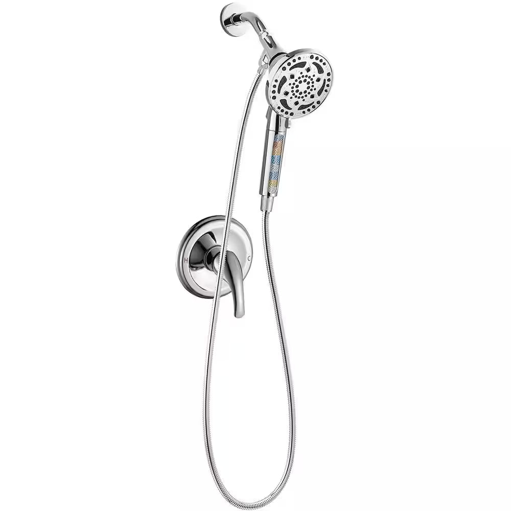 Rain 7-Spray Handheld Shower Systems Shower Faucet Kit with Valve 1.8 GPM Adjustable Filtered Shower Head in Chrome