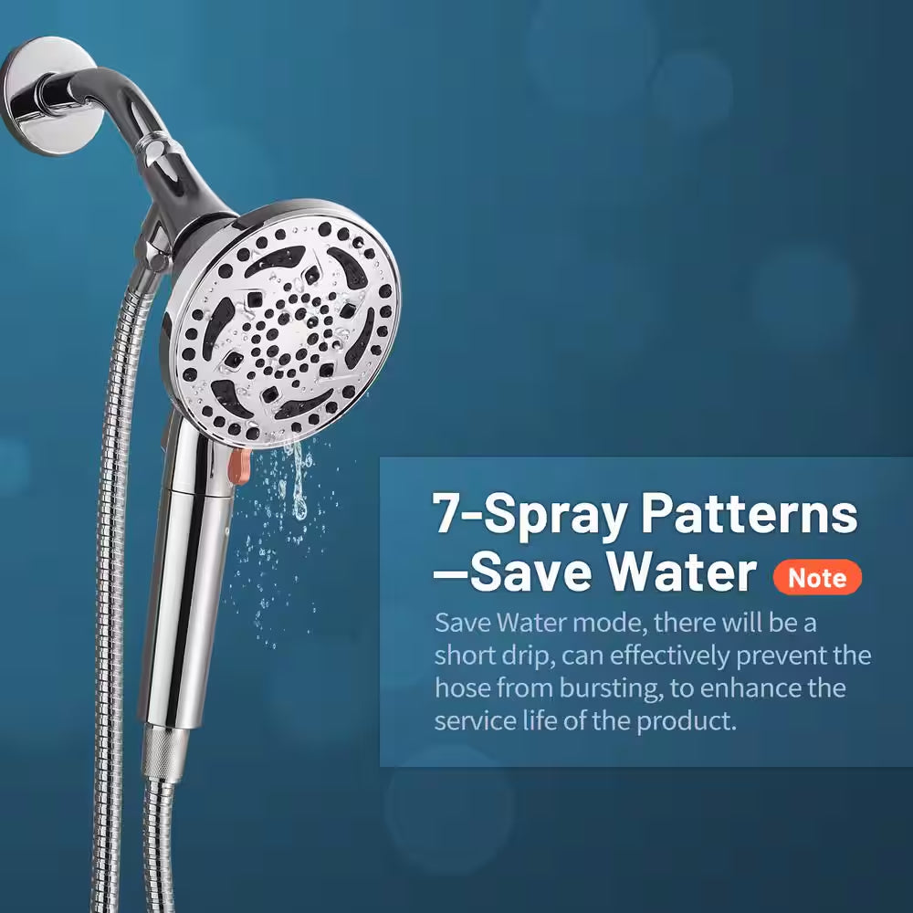Rain 7-Spray Handheld Shower Systems Shower Faucet Kit with Valve 1.8 GPM Adjustable Filtered Shower Head in Chrome