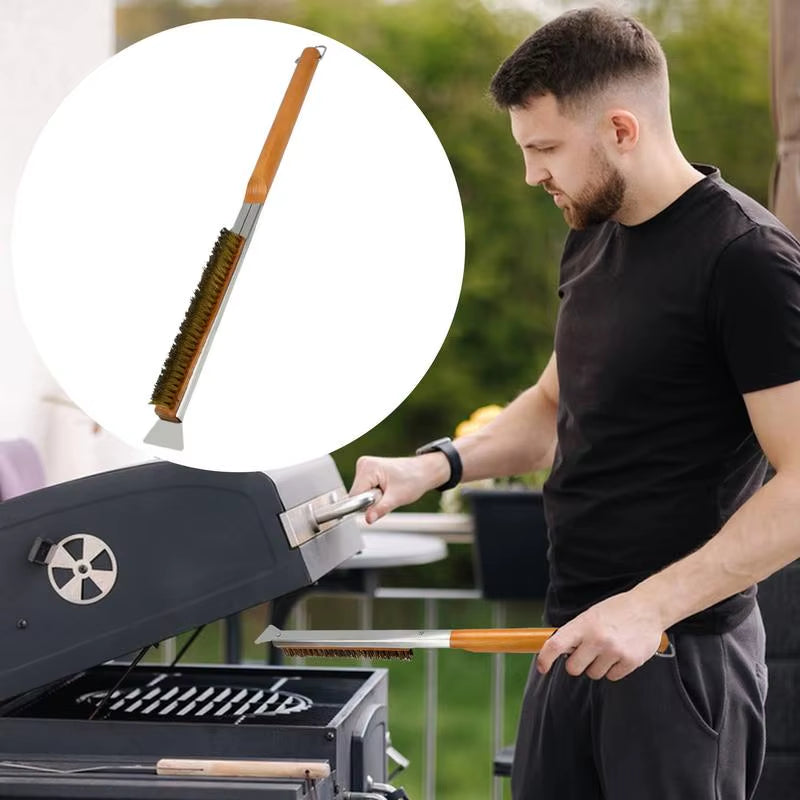 Oven Brush Household Barbecue Scraper High Heat Resistant Cleaning Brush with Scraper for Kitchen Grill Oven Baking