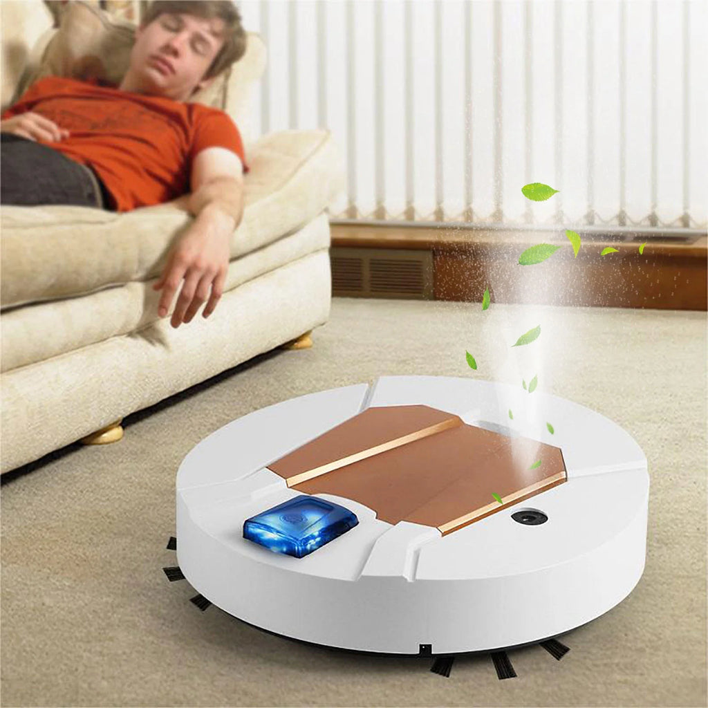 2024 Clearance Smart Home Appliances Upgrade Intelligent Sweeping Robot Vacuum Sweeping Mopping Spray Humidification Four in One Technology Mecha Style (#4 White, Plastic)