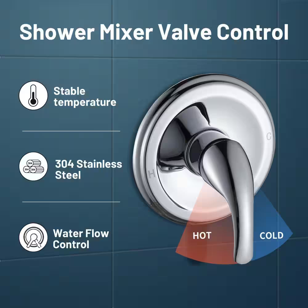 Rain 7-Spray Handheld Shower Systems Shower Faucet Kit with Valve 1.8 GPM Adjustable Filtered Shower Head in Chrome