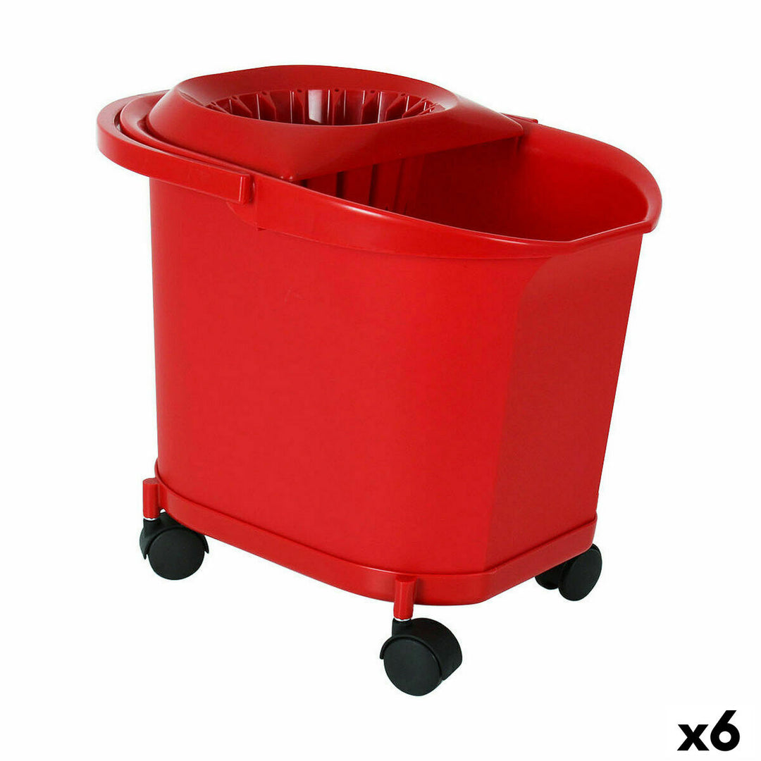 16L Red Cleaning Bucket with Wheels – 6-Pack for Easy, Efficient Cleaning