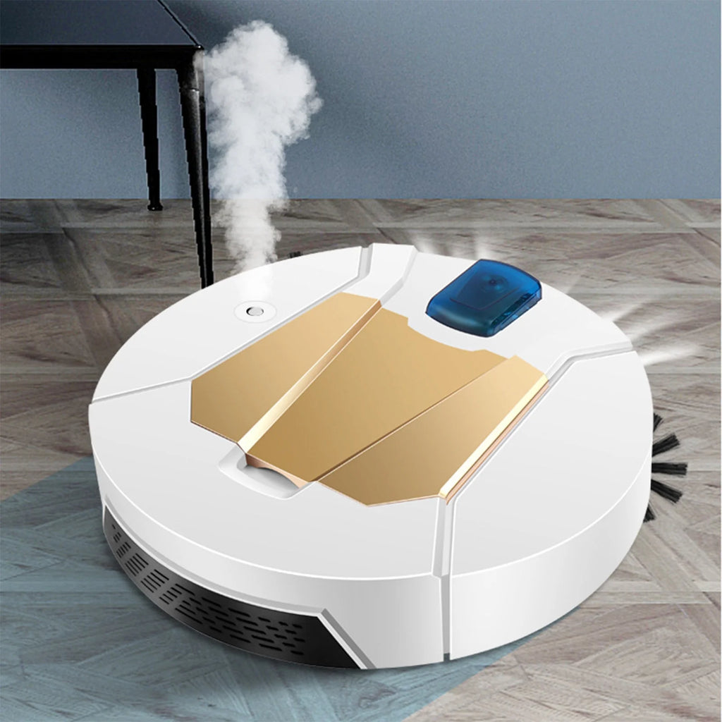 2024 Clearance Smart Home Appliances Upgrade Intelligent Sweeping Robot Vacuum Sweeping Mopping Spray Humidification Four in One Technology Mecha Style (#4 White, Plastic)