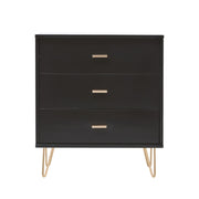Monroe Solid Wood Black Chest of 3 Drawers