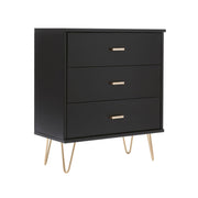 Monroe Solid Wood Black Chest of 3 Drawers