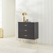 Monroe Solid Wood Black Chest of 3 Drawers