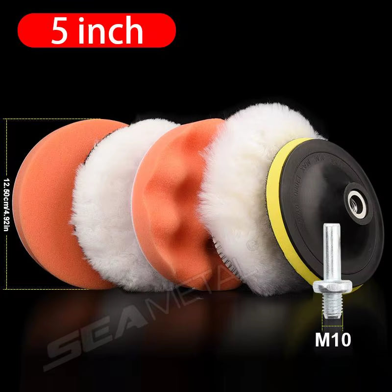 SEAMETAL 6Pcs Sponge Polishing Disc Car Polish Buffering Sponge Auto Detailing Waxing Car Polishing Kit with Drill Adapter