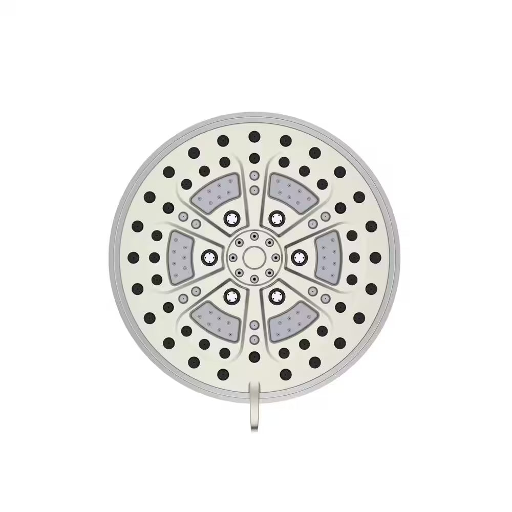 Mills Modern 7 In. Wall Mounted 6-Function Fixed Showerhead for Bathroom, Satin Nickel