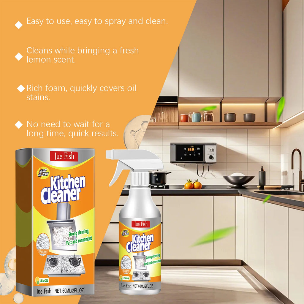 Kitchen Foam Cleaner Powerful Cleaning Grease and Stains without Damaging Surface Lemon Light Fragrance No Residue No Irritation
