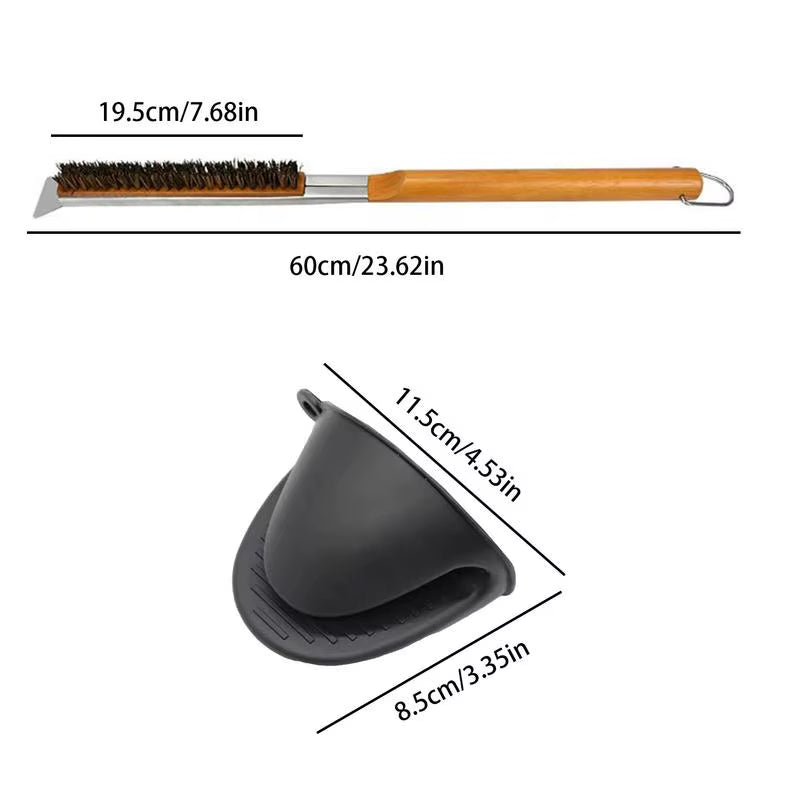 Oven Brush Household Barbecue Scraper High Heat Resistant Cleaning Brush with Scraper for Kitchen Grill Oven Baking