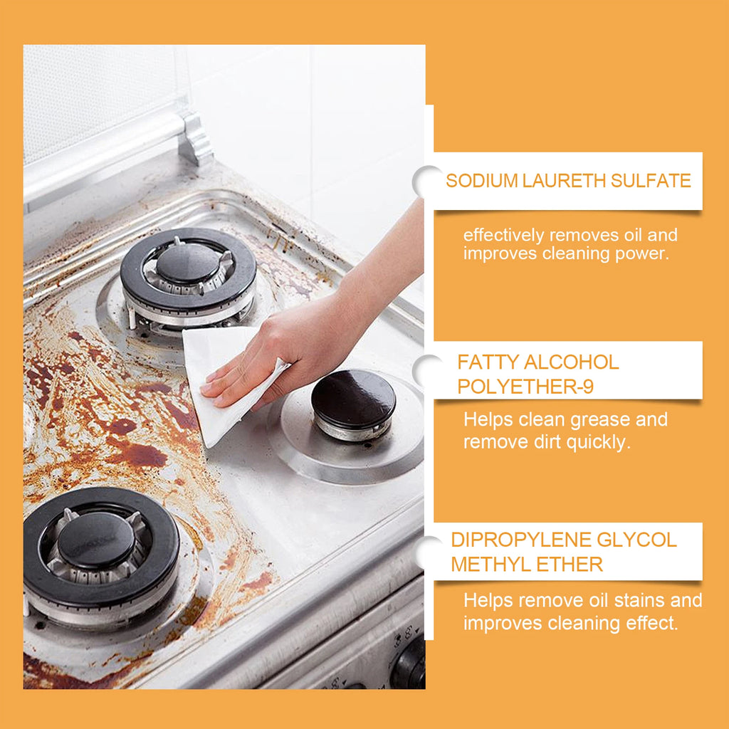 Kitchen Foam Cleaner Powerful Cleaning Grease and Stains without Damaging Surface Lemon Light Fragrance No Residue No Irritation
