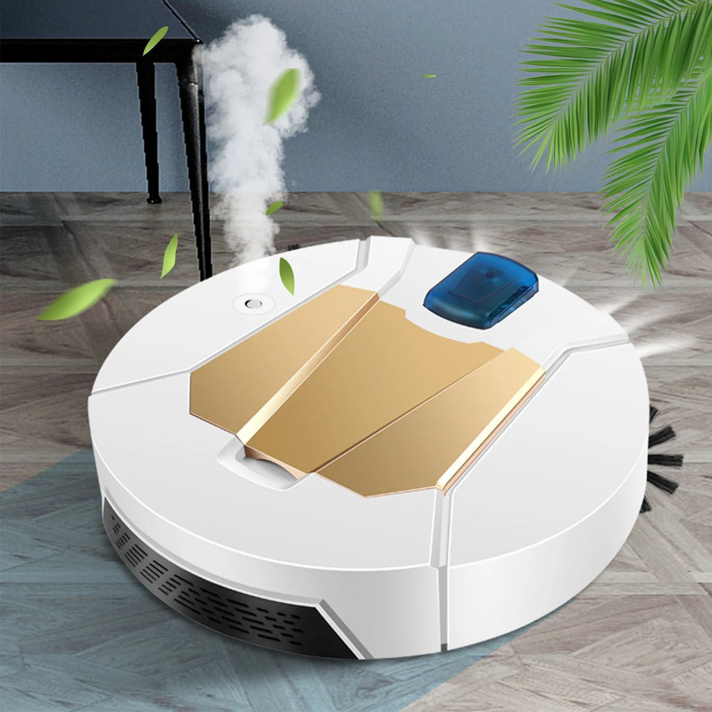 2024 Clearance Smart Home Appliances Upgrade Intelligent Sweeping Robot Vacuum Sweeping Mopping Spray Humidification Four in One Technology Mecha Style (#4 White, Plastic)