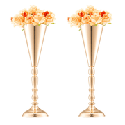 VEVOR 10PCS 43cm/16.9” Tall Wedding Flower Vase, Metal Wedding Trumpet Centerpiece, Gold Floral Stand Display Rack for Tables Wedding Dinner Party, Anniversary Ceremony Birthday Event Decor Lucy And Phil Academy Lucy And Phil Academy