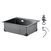 VEVOR 55cm Kitchen Sink Workstation, 304 Stainless Steel Top Mount Sinks, Drop - In Single Bowl Farmhouse Basin with Accessories, Household Dishwasher Sinks for RV, Prep Kitchen, and Bar (Black) Lucy And Phil Academy Lucy And Phil Academy