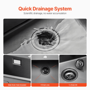 VEVOR 55cm Kitchen Sink Workstation, 304 Stainless Steel Top Mount Sinks, Drop - In Single Bowl Farmhouse Basin with Accessories, Household Dishwasher Sinks for RV, Prep Kitchen, and Bar (Black) Lucy And Phil Academy Lucy And Phil Academy