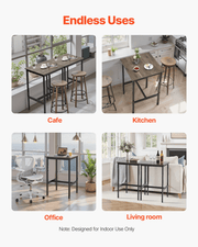 VEVOR Bar Table, Sturdy Metal Frame High Top Pub Table, Small Kitchen Dining, Cocktail Coffee Counter Bar Height Desk, Easy to Assemble, 24x24x36 in, for Living Room Party, Rustic Brown and Black Lucy And Phil Academy Lucy And Phil Academy