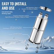 VEVOR Gravity - fed Water Filter System, 2.25G 304 Stainless - Steel Countertop Water Filtration System, Reduces Lead and up to 99% of Chlorine, with 2 Ceramic Carbon Filters, Water Level Spigot, Stand Lucy And Phil Academy Lucy And Phil Academy