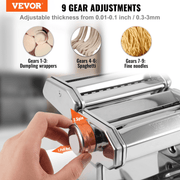 VEVOR Pasta Maker Machine, 9 Adjustable Thickness Settings Noodles Maker, Stainless Steel Noodle Rollers and Cutter, Manual Hand Press, Pasta Making Kitchen Tool Kit, Perfect for Spaghetti Lasagna Lucy And Phil Academy Lucy And Phil Academy