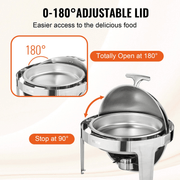 VEVOR Roll Top Chafing Dish Buffet Set, 6 Qt 2 Pack, Stainless Steel Chafer with 2 Full Size Pans, Round Catering Warmer Server with Lid Water Pan Stand Fuel Holder, for at Least 5 People Lucy And Phil Academy Lucy And Phil Academy