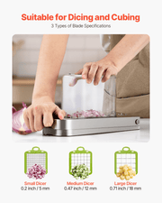 VEVOR Vegetable Chopper, Food Veggie Cutter with 3 Stainless Steel Blades, Onion Slicer with Container, Salad Potato Dicer Kitchen Gadgets & Essentials Home Appliances Tools for Easy DIY, Silver Lucy And Phil Academy Lucy And Phil Academy