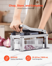 VEVOR Vegetable Chopper Mandoline Slicer, All - in - 1 Food Veggie Cutter with 8 Stainless Steel Blades, Cheese Grater Onion Potato Salad Dicer with Container,Kitchen Gadgets&Essentials Home Appliances Lucy And Phil Academy Lucy And Phil Academy