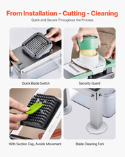 VEVOR Vegetable Chopper Mandoline Slicer, All - in - 1 Food Veggie Cutter with 8 Stainless Steel Blades, Cheese Grater Onion Potato Salad Dicer with Container,Kitchen Gadgets&Essentials Home Appliances Lucy And Phil Academy Lucy And Phil Academy