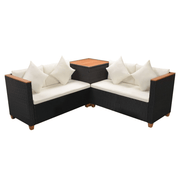 vidaXL 4 Piece Garden Lounge Set with Cushions Poly Rattan Black Lucy And Phil Academy Lucy And Phil Academy
