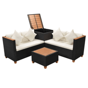 vidaXL 4 Piece Garden Lounge Set with Cushions Poly Rattan Black Lucy And Phil Academy Lucy And Phil Academy
