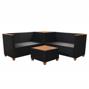 vidaXL 4 Piece Garden Lounge Set with Cushions Poly Rattan Black Lucy And Phil Academy Lucy And Phil Academy