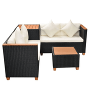 vidaXL 4 Piece Garden Lounge Set with Cushions Poly Rattan Black Lucy And Phil Academy Lucy And Phil Academy